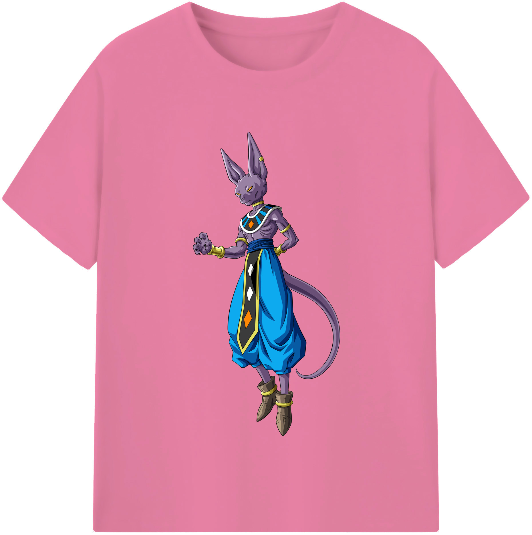 （画像用） ドラゴンボール ビルス 破壊神ビルス DRAGON BALL Beerus Birusu 綿100％半袖Tシャツ（フロントプリント）